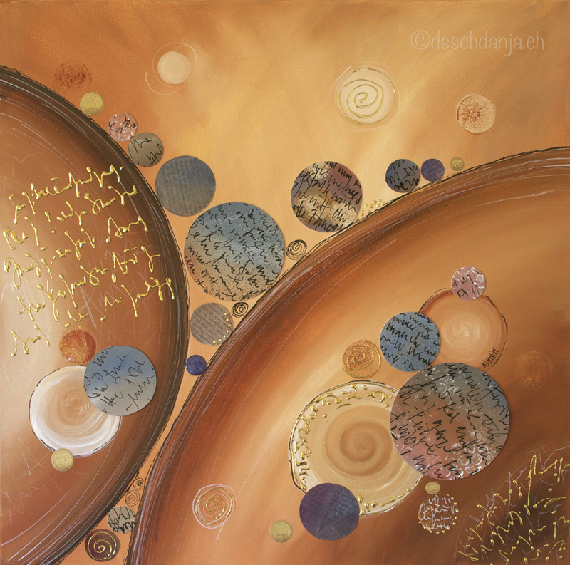 "Bubbles" Mixed Media Painting