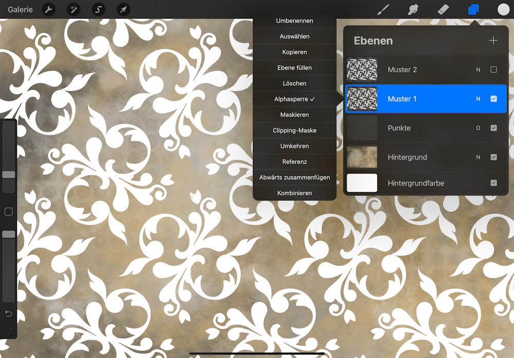 Procreate: Ebenen und Alphasperre