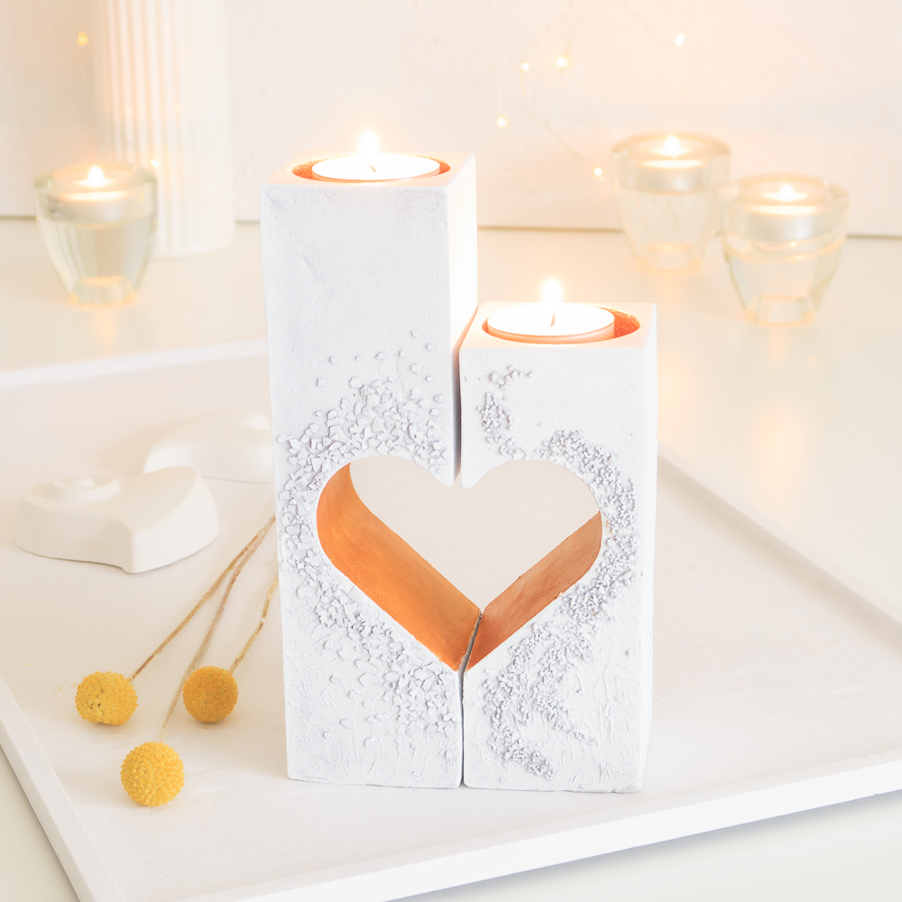 Valentinstag: Gips Kerzenständer gestalten