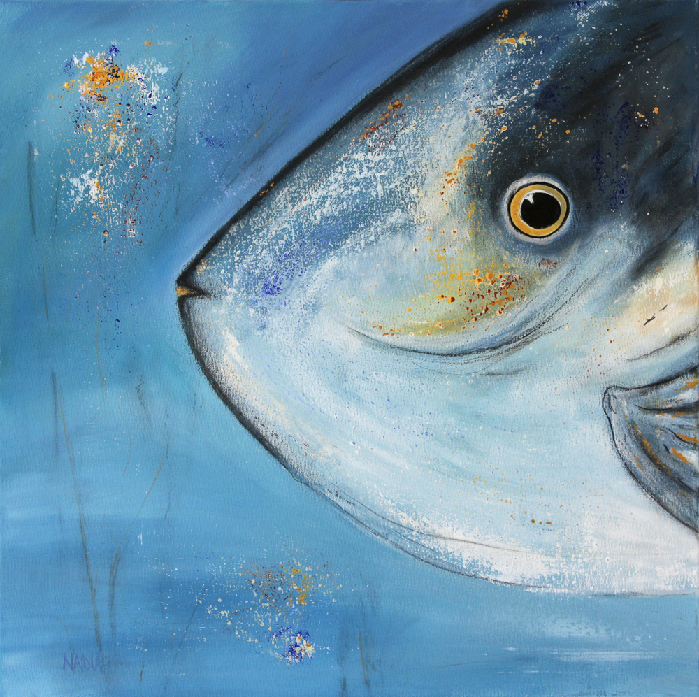 Abstraktes und strukturiertes Gemäldes eines Fischkopfs