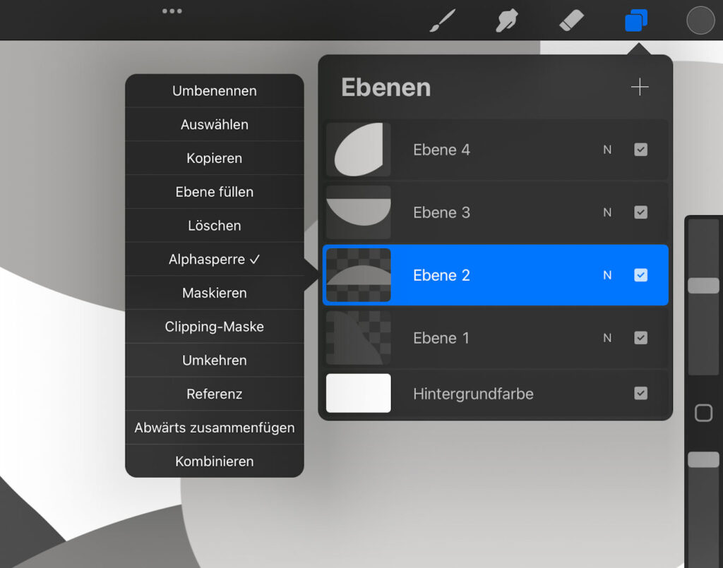 Alphasperre in Procreate