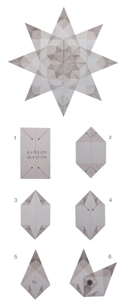 8 zackiger Fensterstern aus weissem Transparentpapier