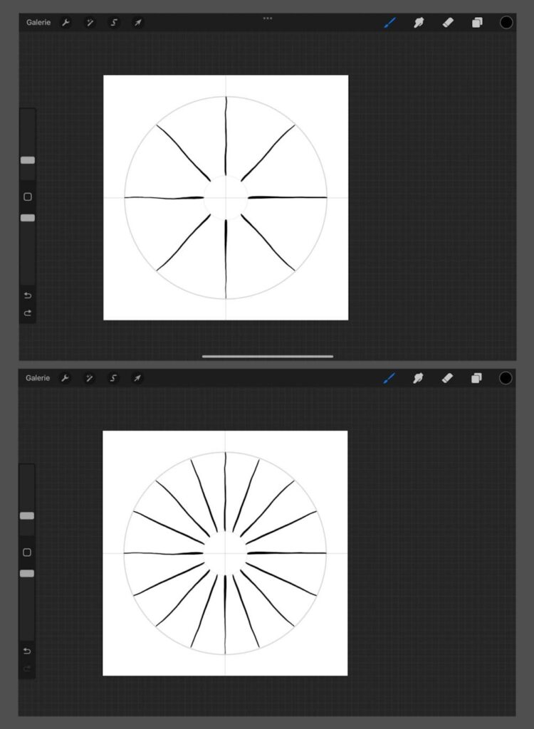 Procreate Stempel: Kreisförmiges Motiv zeichnen