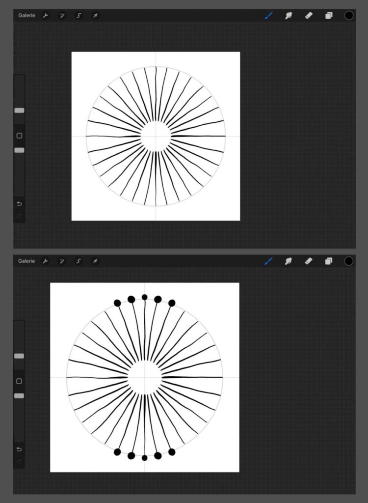 Procreate Stempel: Kreisförmiges Motiv zeichnen