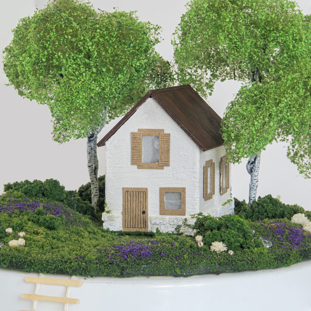 Miniatur Garten im Blumentopf