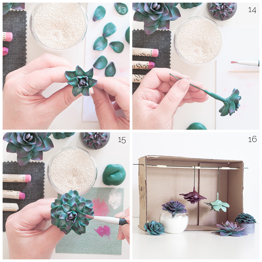 Fimo Sukkulente fertig stellen und backen